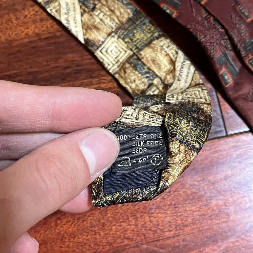 ERMENEGILDO ZEGNA TIE LOT OF 3 Geometric Silk Wool Designer Luxury Made In Italy - Picture 9 of 12